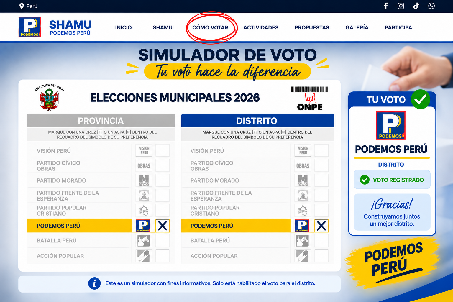 Simulador informativo de votación